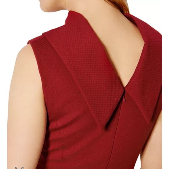 KAREN MILLEN Reverse Point Collar Pencil Dress – Deep Red – Size 2 – EUC - Picture 4 of 15